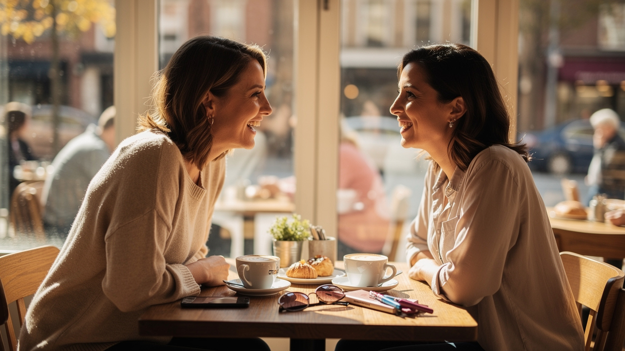 Kobiety rozmawiające przy kawie w kawiarni